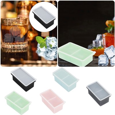 Ice Cube Maker Molds Silicone Freezer Tray With Lid 2 Cup Extra Large Portions