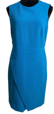 Ann Taylor Womens Sheath Dress with Crossover Skirt Blue Size 8 Office Career