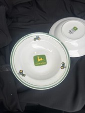 John Deere Vin Set Of 4 Gibson Tractor 9” Dinnerware Soup Salad Cereal Bowls