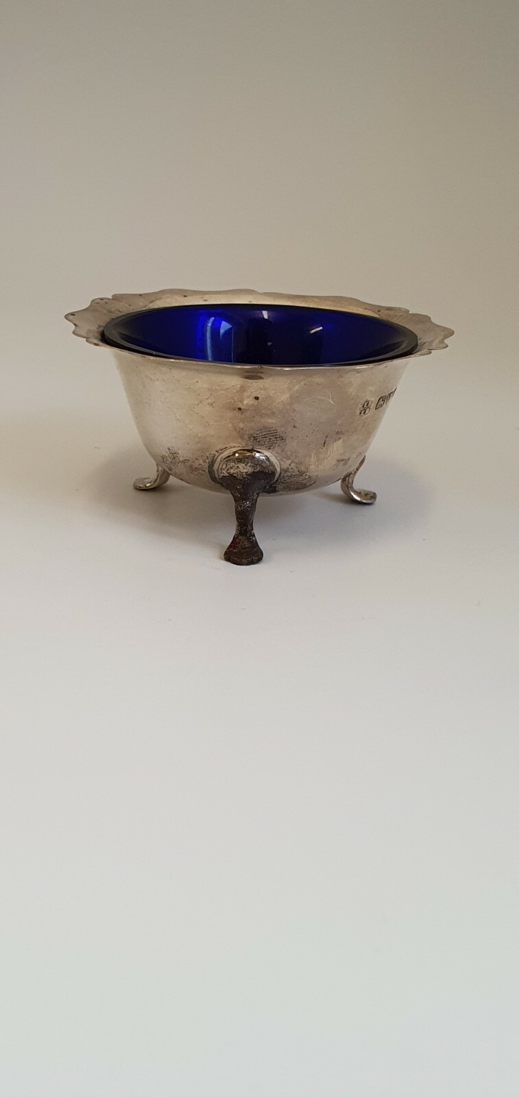 Photo 2 of Sterling Silver Salt Pot By The Barker Bros. Chester 1922 antique S9