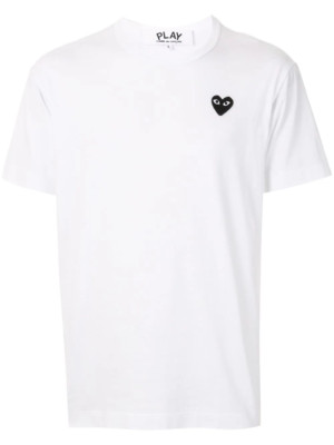 COMME DES GARCONS CDG PLAY HEART LOGO WHITE TEE MEDIUM READ DESCRIPTION STAIN