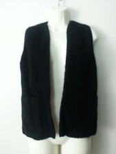 Vtg 70s Hand Made Vest Black Faux Fur Red Lining Pockets Hippy Junior orXP women
