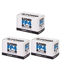 3 Rolls Ilford FP4 Plus 35mm 125 asa 36 Exp. Black and White Film 