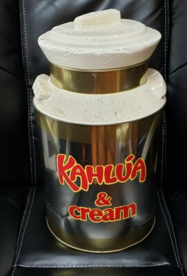 Vintage Kahlua & Cream Display Cooler 14  Jar w/ Lid Counter Liquor Man Cave VTG