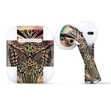 Skins Wraps compatible for Apple Airpods Tribal Abstract Owl