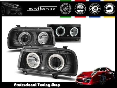 Headlamps Headlight For VW Vento 1992-1998 Angel Eyes Black LHD
