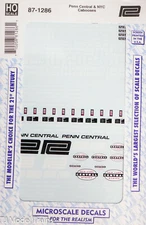 Microscale Decal HO #87-1286 Penn Central & NYC Cabooses (Decal Sheet)