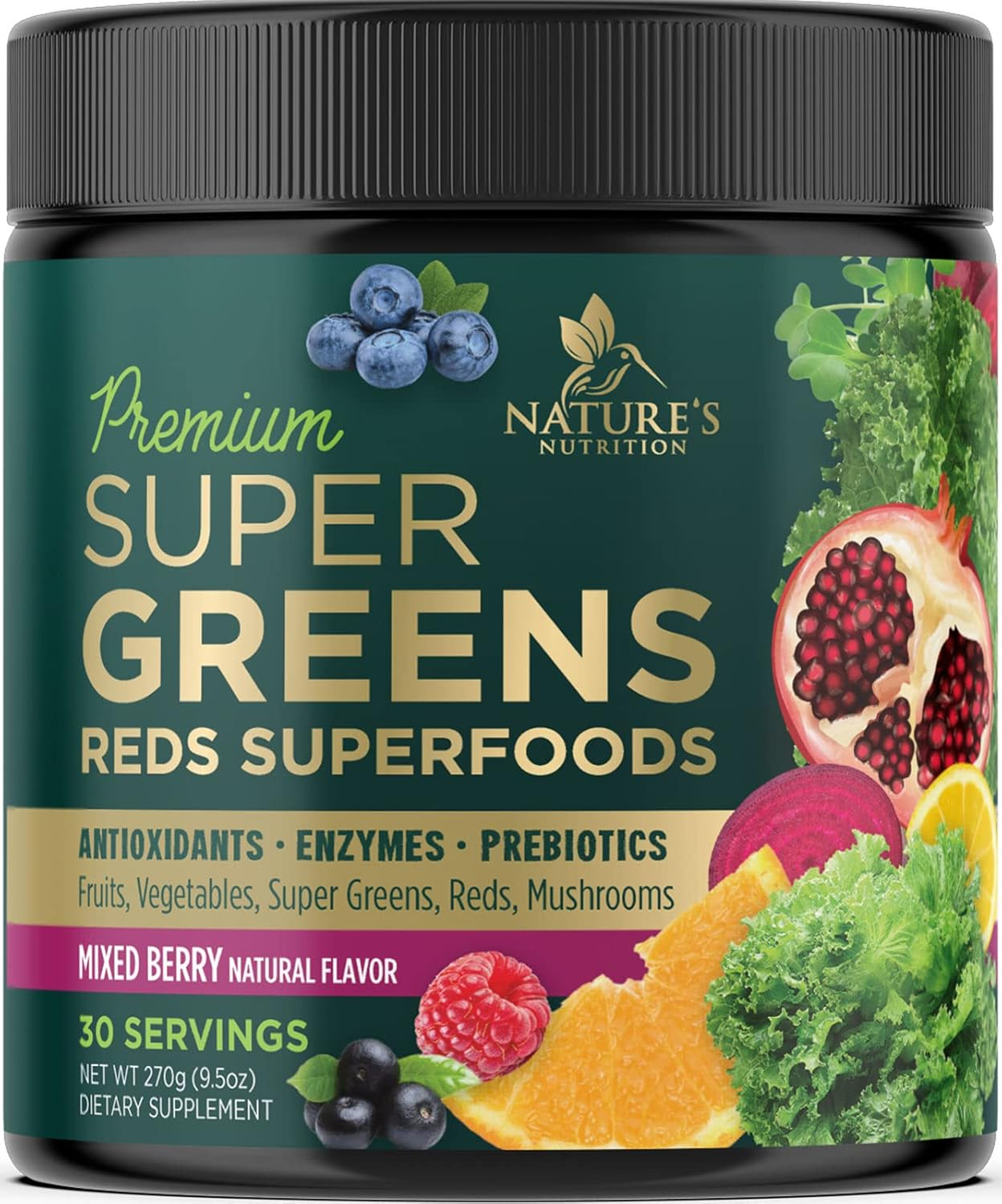 Greens Superfood Powder Drink Mix - Green Whole Food Blend for Energy & Gut Heal