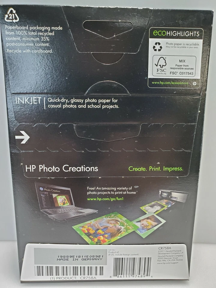 HP Everyday Photo Paper 50 Sheets 4x6 Glossy Brand New Sealed Unopened - Image 2 of 2