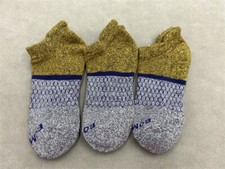 3 Pairs Bombas Honeycomb Women's Solid Ankle Socks Size Medium 8-10.5