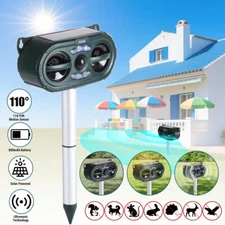 Solar Powered Ultrasonic Animal Repellent 120° Squirrel Repeller Outdoors Repell