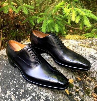 Herren Handarbeit Schuhe schwarz Leder Brogue Schnürung formelles Kleid Freizeitkleidung Stiefel