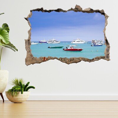 Boot im Hafen Galapagos Inseln 3D Smashed View Wandsticker Poster Aufkleber A324