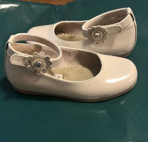 Rachel Shoes Toddler Girl Size 8M Sparkly Flower Mary Jane Shoes Ivory