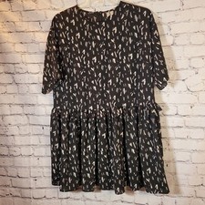 Asos, Black/Ivory Drop Waist, Ruffle, Dress, Size 8