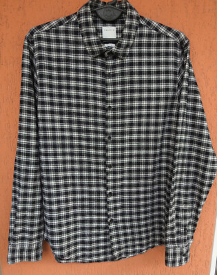 Sandro Paris Flannel Shirt Check Plaid Long Sleeve Button Up Size M