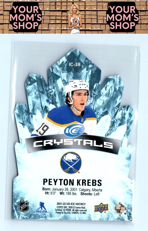 2021-22 Upper Deck Ice #IC-38 Peyton Krebs Ice Crystals DIE CUT ROOKIE CARD RC - Image 2 of 2