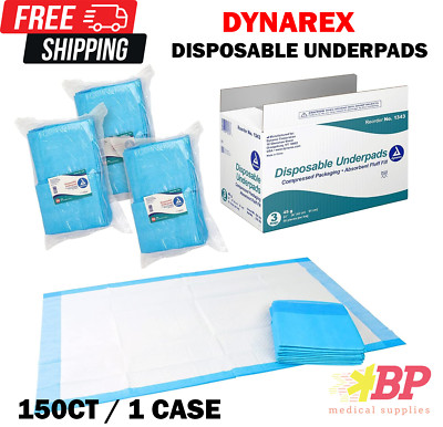 Dynarex Medical-Grade Patient Bed Pads 23'' x 36'' Puppy Underpads Dog Pads 150CT