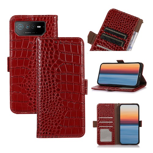 Krokodil RFID Schutz Echtleder Klapphülle Book Wallet Flip Case Stand für ASUS - Picture 12 of 14