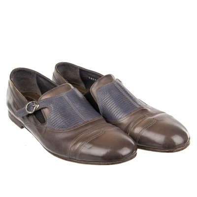 DOLCE & GABBANA Waran Leder Derby Schuhe AMALFI Grau Blau 44 UK 10 US 11 12121
