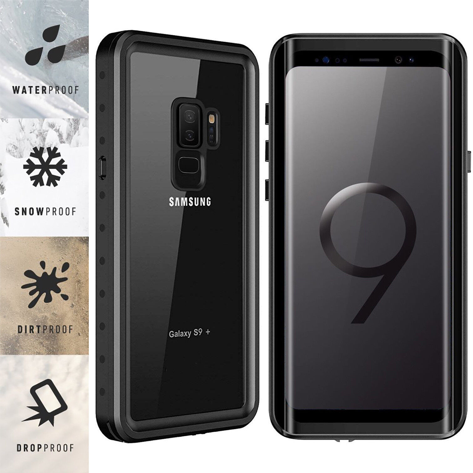 For Samsung Galaxy S9 / S9 Plus Waterproof Case Cover Built-in Screen Protector