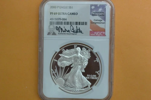 2000-P Proof American Silver Eagle NGC PF69 Mike Castle
