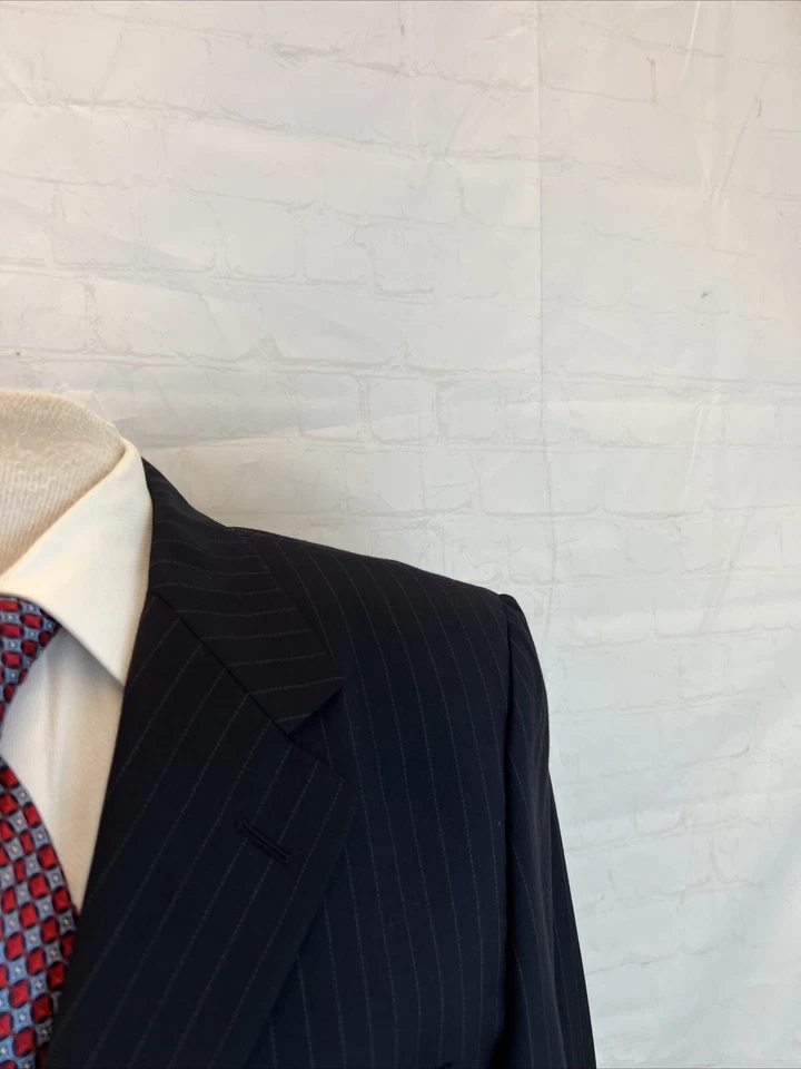 Blazer Barney's New York Para Hombre Azul Marino Oscuro Negro Rayas Lana 40R $895 Foto 2 de 4