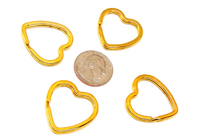 25 Key Rings ~ Heart Shape 32mm Sturdy Split Styl ~ Gold Metal ~Great for Purses