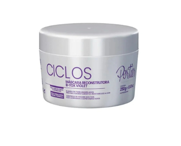 Masque violet Portier Ciclos anti-reflets jaunes pour raviver les cheveux blonds décolorés 250g