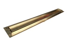 SereneDrains 304 SS Tile in Linear Brushed Gold Shower Drain Kit Brass 16"-59"