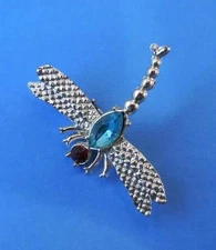 Firefly Brooch Pin - Red & Blue Gem Stones/Rhinestones