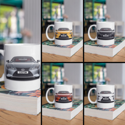 Personalisiertes Lexus LC 500 Cabrio Sportpaket + Kaffeebecher Geschenk Farbe wählbar