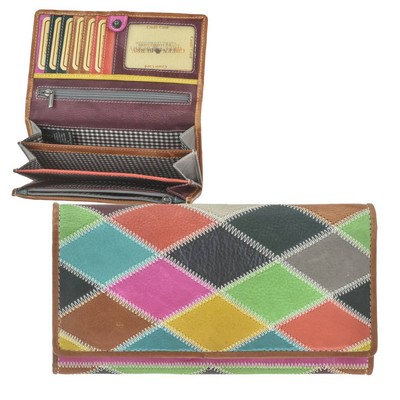 Geldbörse Leder 18x9cm ''Candy Shop'' zickzack bunt Portemonnaie Greenburry