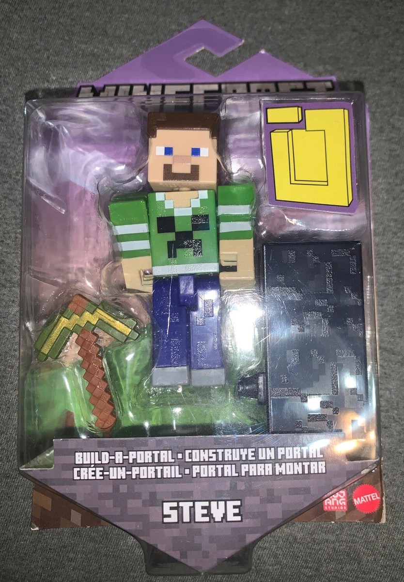 Mattel Minecraft Creeper Action Figure Set with Build-A-Portal, 3 Pieces 