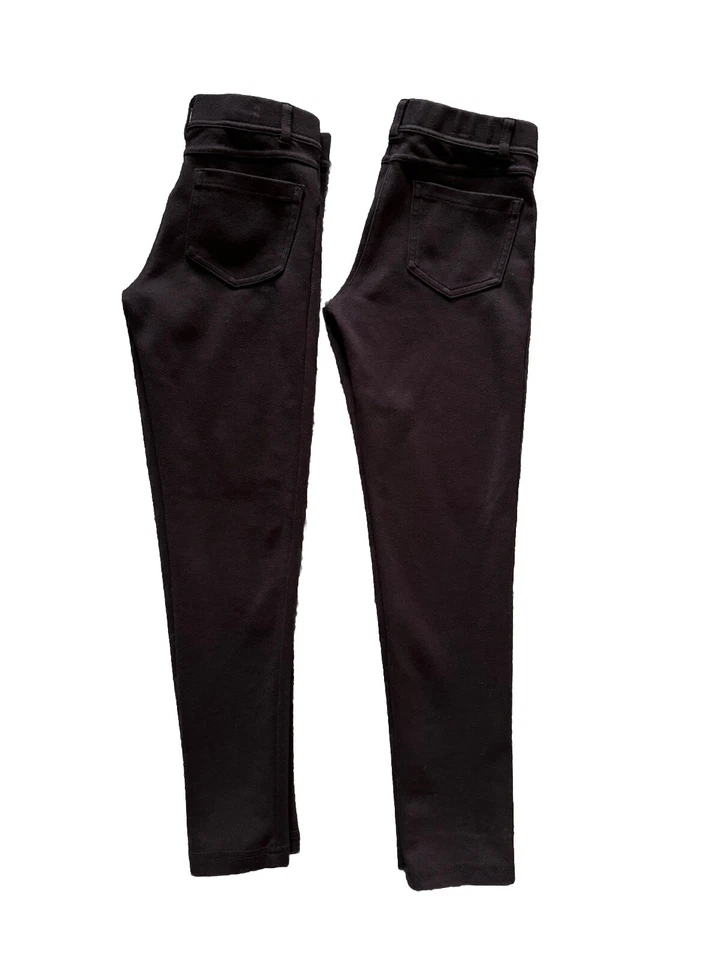 WN Girls School Uniform Stretch Ponte Knit  Black Leggings 2-Pack Size 8 - Image 2 of 4