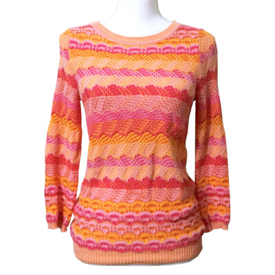 Anthropologie Sparrow Pullover Sweater XS Textured Knit Pink Orange