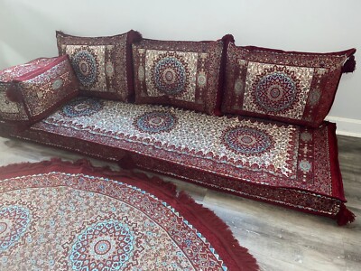 Floor Seat Sofa Arabic Turkish Majlis Oriental seating couch set red 