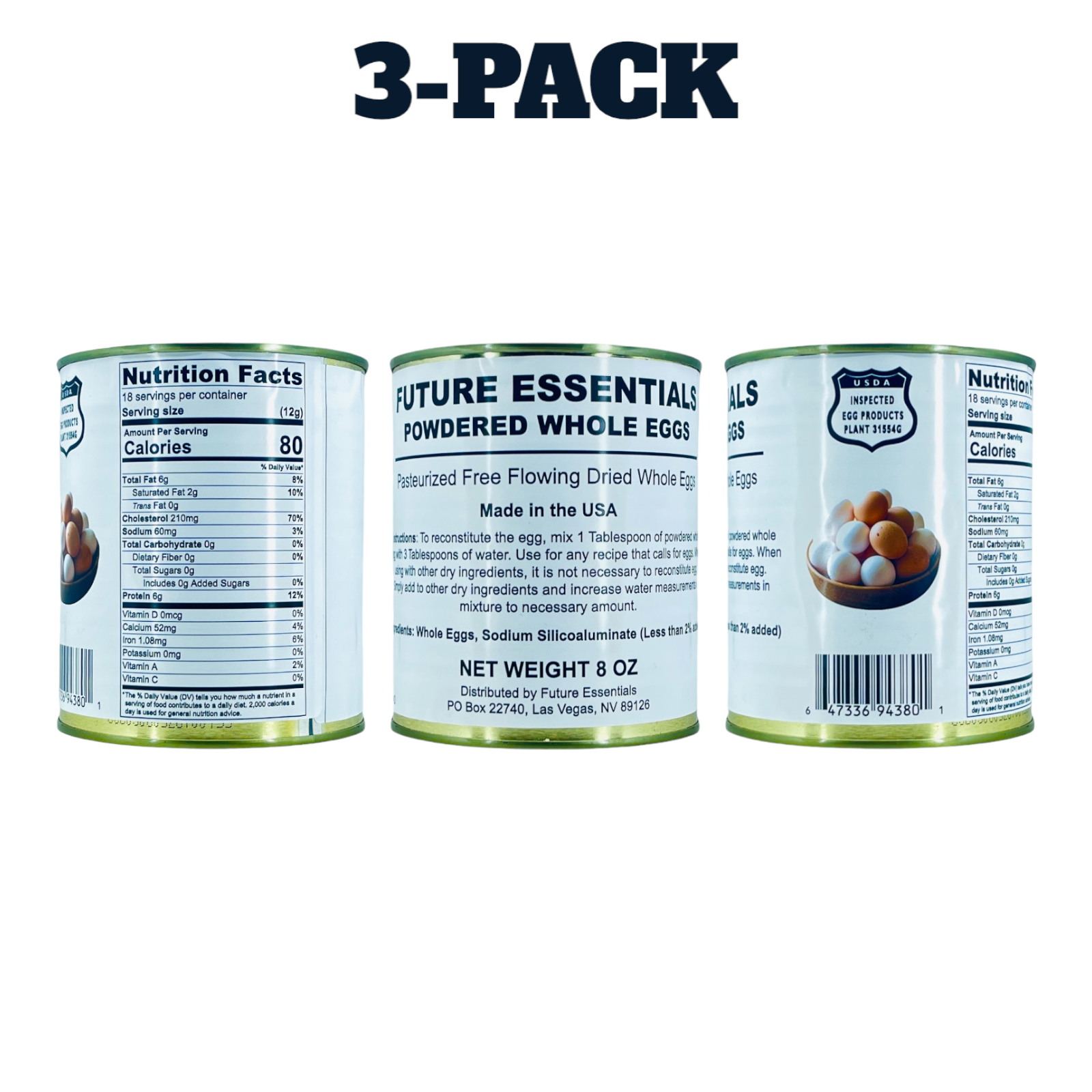 Powdered Whole Eggs by Future Essentials (Your Choice 3, 6, or 12 pack