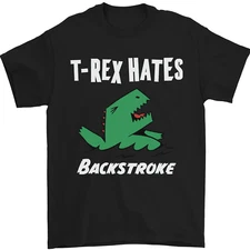 T-Rex Hates Backstroke Funny Swimmer Swim Mens T-Shirt 100% Cotton