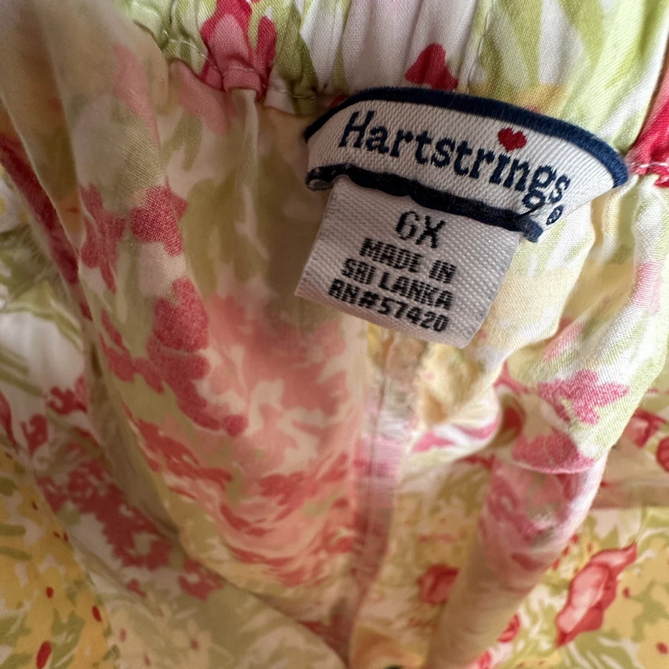 Hartstrings Pant Girls 6X Pink Yellow Floral Cotton - Image 4 of 4