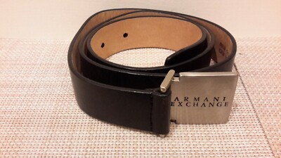 Armani Exchange Men's Size S Dark Brown Leather Logo Belt 34