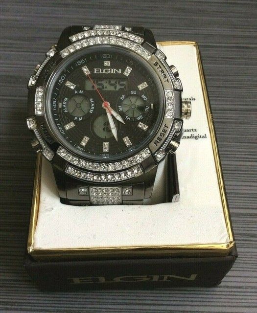elgin iced out watch