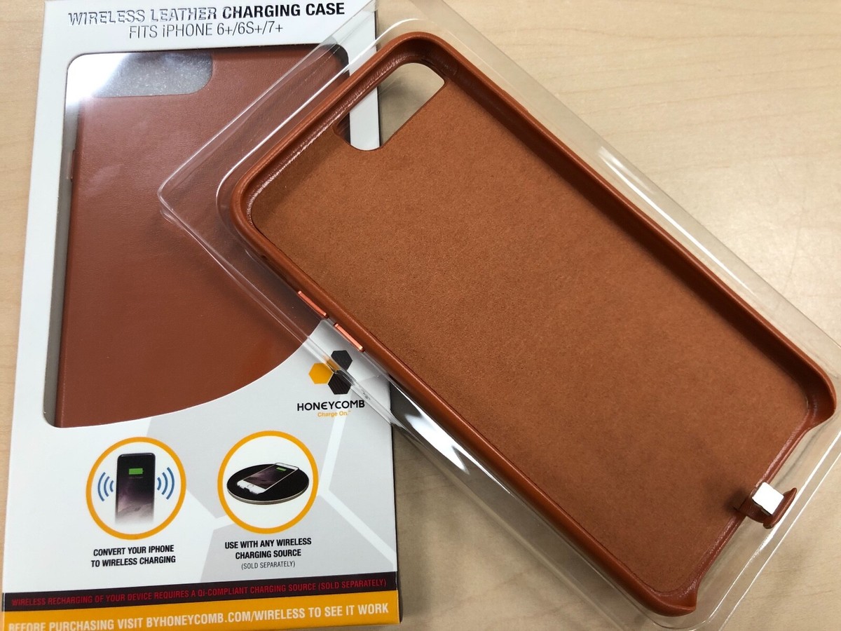 QI Wireless Leather Charging Receiver Case for iPhone 6+ 6S+ 7+ Plus  Brown