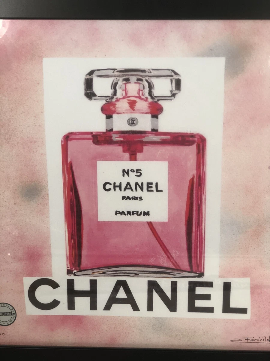 Co Chanel No 5 Fairchild Paris Signed Wood Framed Print 18 x 18 Sunday B  Morning