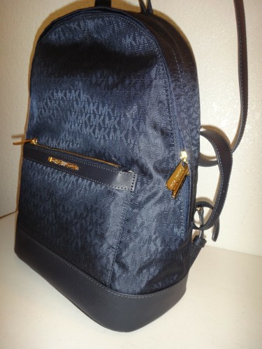 MICHAEL KORS Morgan MK Signature MD Backpack Admiral Blue Canvas Gold 38T9COGB8C - Picture 5 of 12