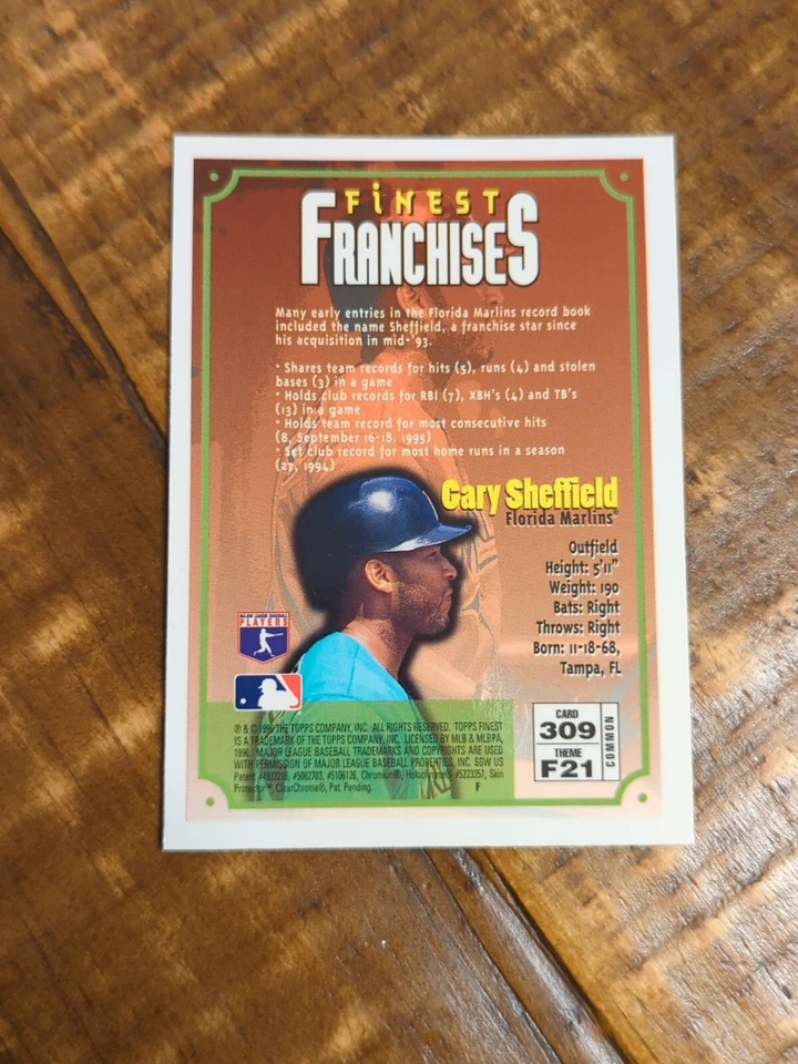 1996 Topps Finest - #309 Gary Sheffield - Image 2 of 2