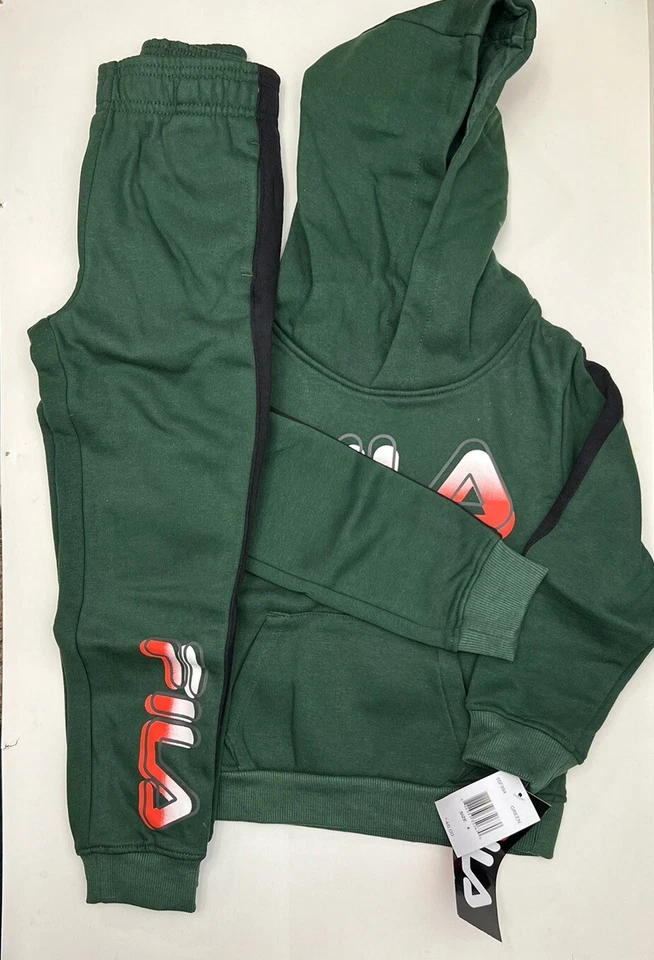 FILA Niños Pequeños 2 Piezas Jogger con Capucha Jersey Talla 4 Color Verde Foto 3 de 4