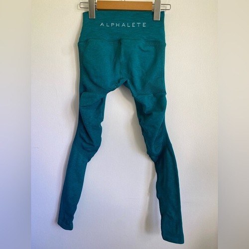 Alphalete Compression Tight Workout Spandex High-Rise Leggings • Turquoise • XS - Picture 5 of 10