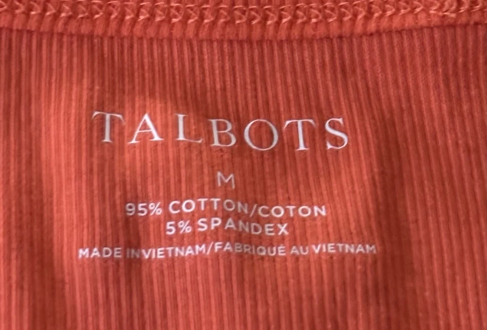 Camiseta sin mangas Talbots para mujer talla M naranja mezcla de algodón acanalada cuello redondo nueva con etiquetas Foto 2 de 4