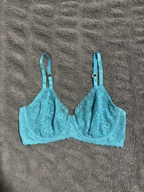 LA PERLA Studio Blue Turquoise Lace demi bra underwire mesh band